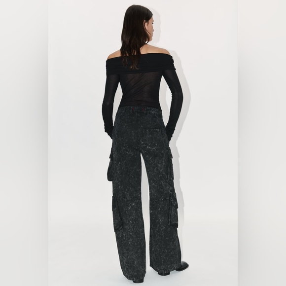 NWT ZARA Relaxed Mid-Waist Cargo Wide-Leg Jeans Zipper Detail ZW Collection XS,M - Picture 7 of 14
